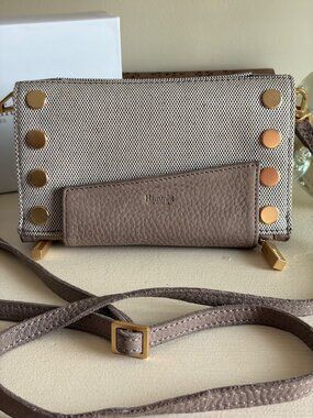 Hammitt Levy Salata Toile Crossbody Bag Tweed Beige Gray